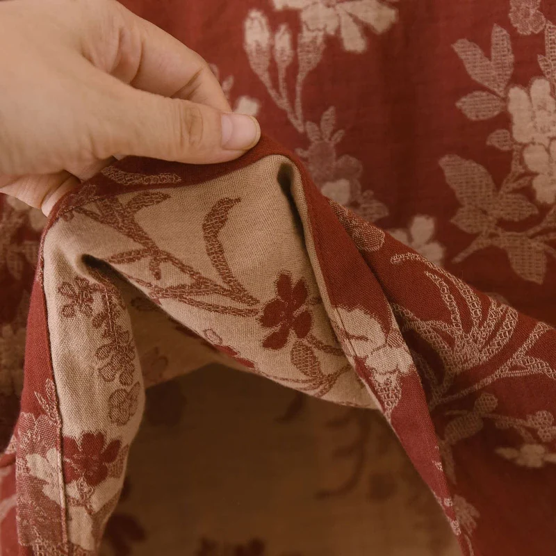 Pyjama aus Baumwollgaze mit Pflaumenblüten-Jacquardmuster
