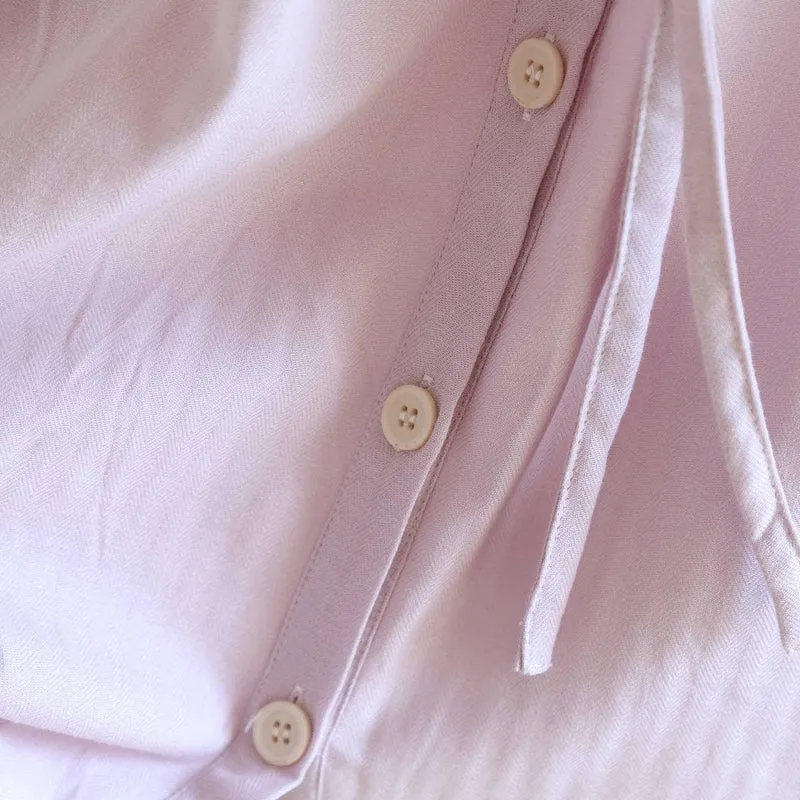 Kurzes Pyjama-Set in Unifarbe mit Spitzenbesatz