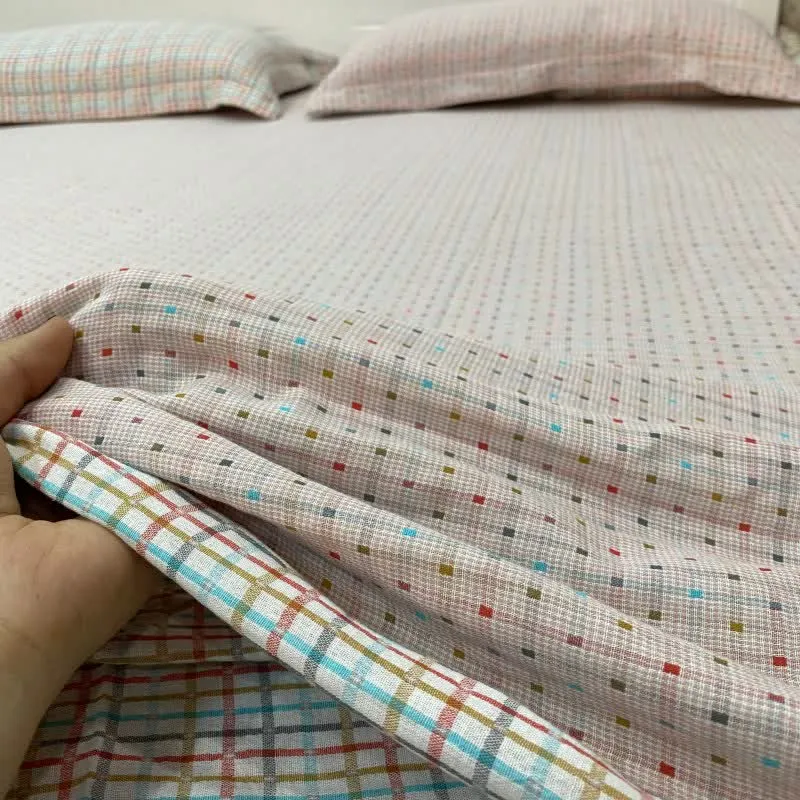 Buntes, wendbares Baumwoll-Bettlaken mit Vichy-Karo