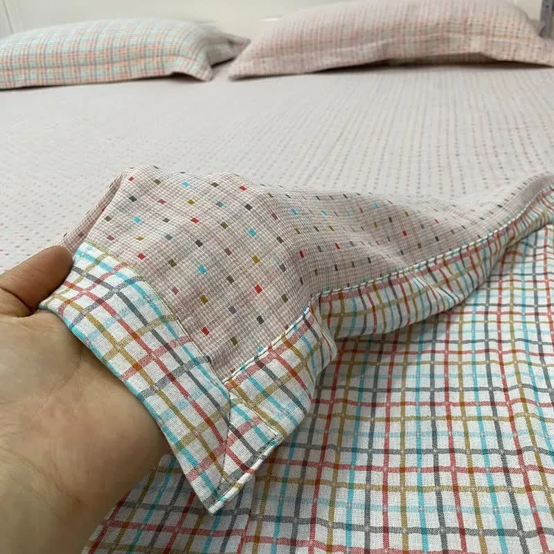 Buntes, wendbares Baumwoll-Bettlaken mit Vichy-Karo