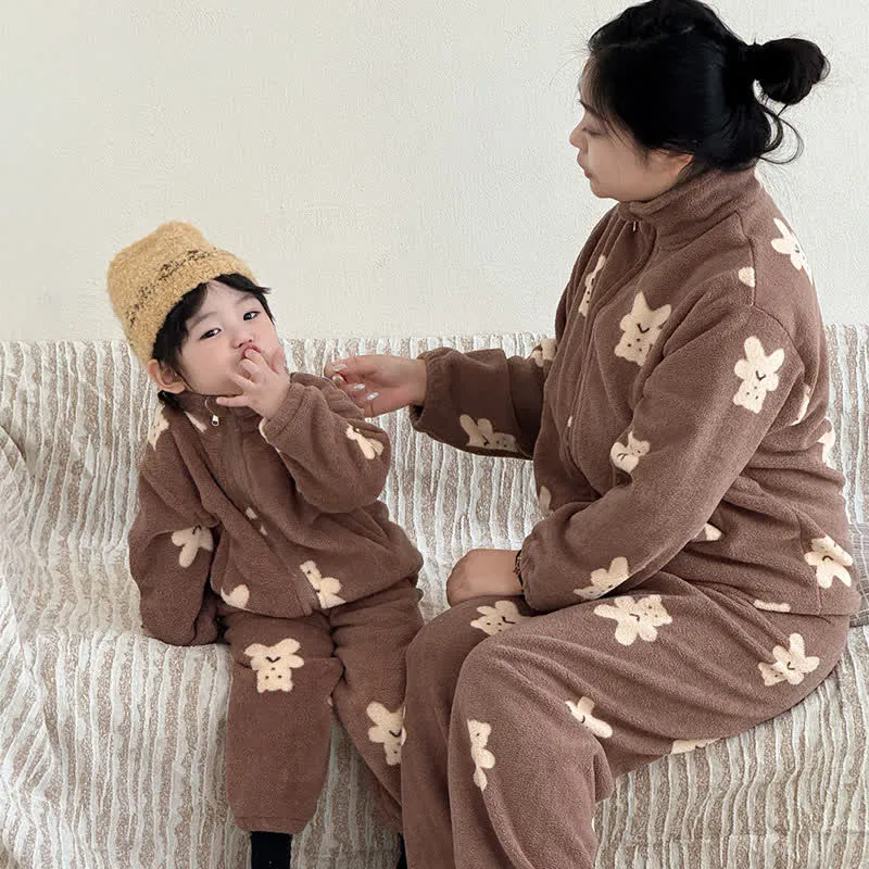 Kinder-Loungewear-Set mit Bärenmuster und Reißverschluss