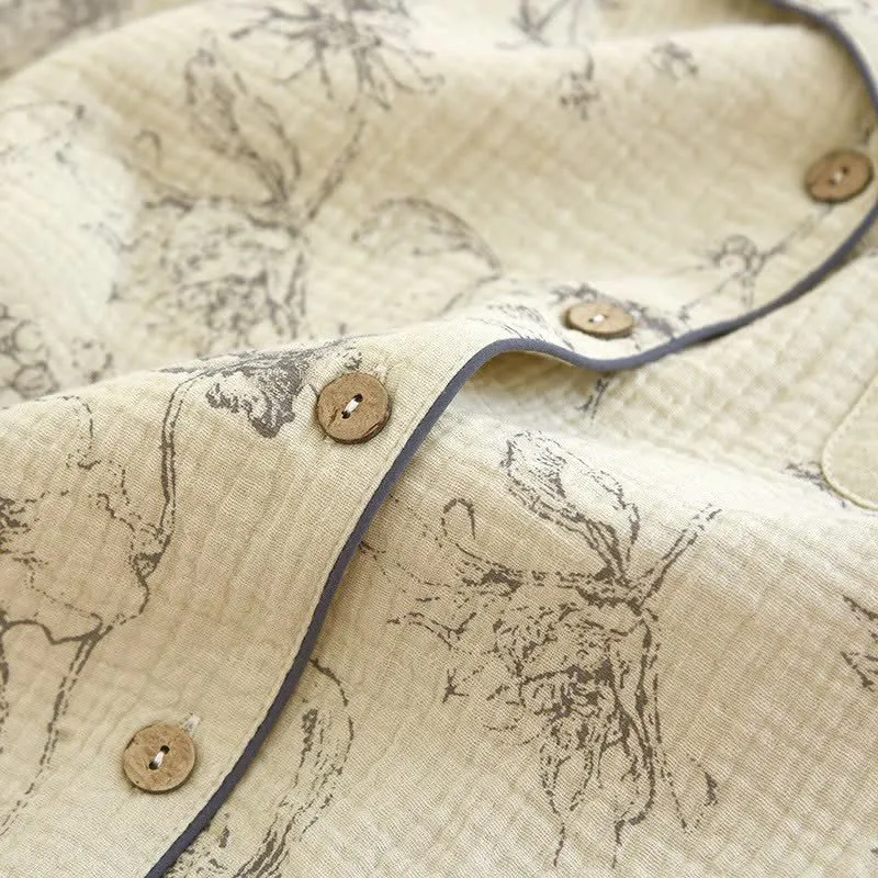 Elegantes Loungewear-Set aus Baumwolle mit Vintage-Blumenmuster