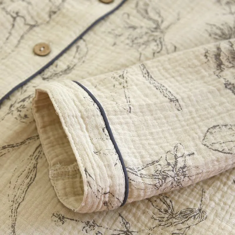 Elegantes Loungewear-Set aus Baumwolle mit Vintage-Blumenmuster