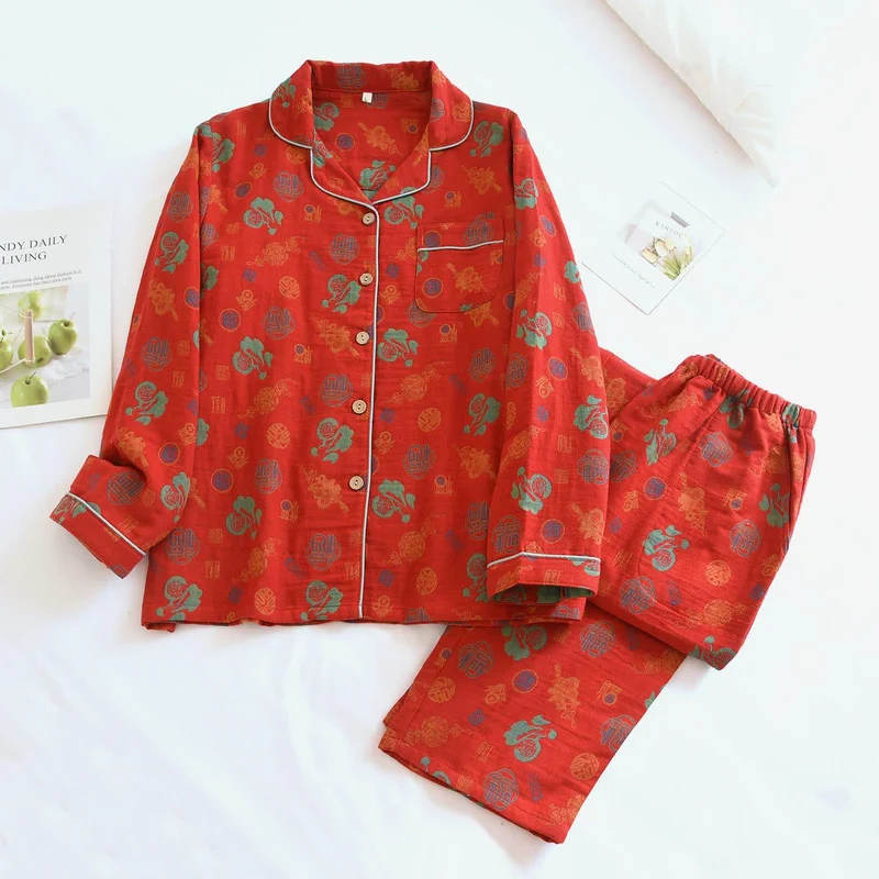 Vintage-Loungewear-Set aus Baumwolle mit Segensmuster