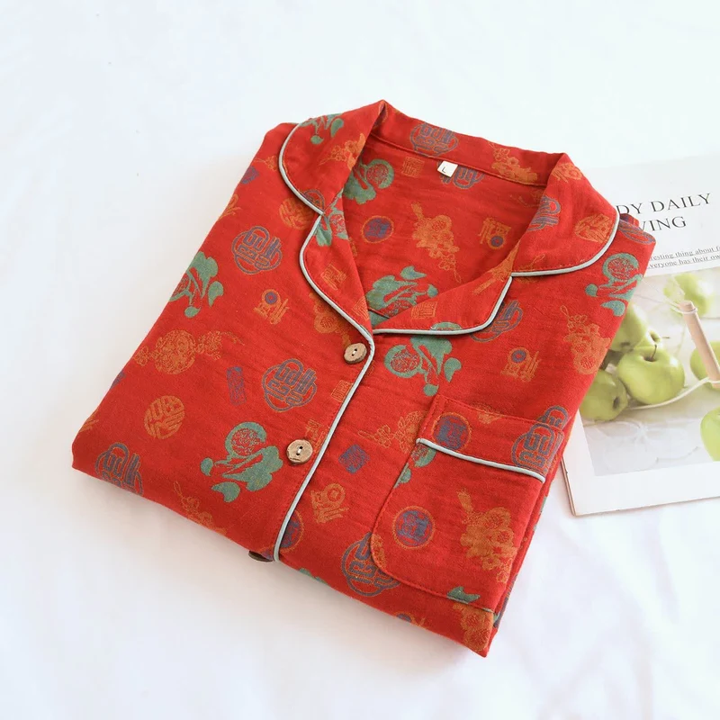 Vintage-Loungewear-Set aus Baumwolle mit Segensmuster