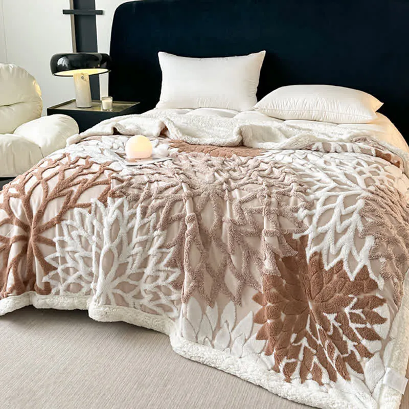 Sherpa-Decke mit floralem Muster