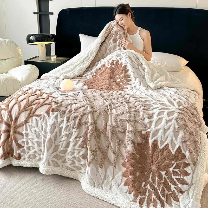 Sherpa-Decke mit floralem Muster