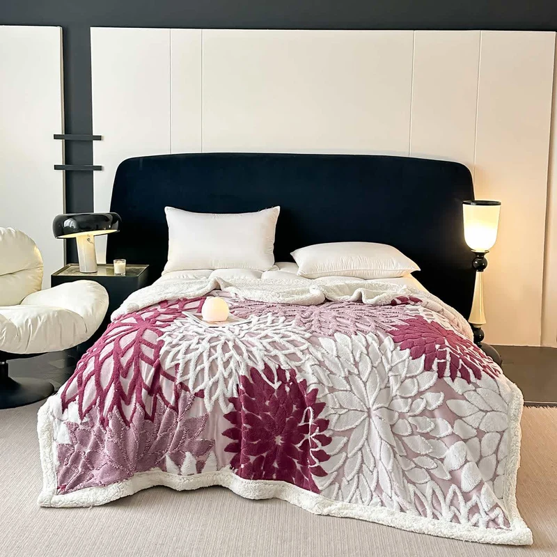 Sherpa-Decke mit floralem Muster