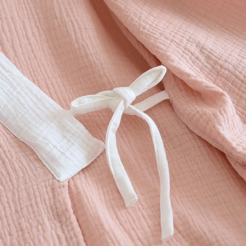 Kimono-Loungewear aus Baumwollgaze mit Schmetterlingsstickerei