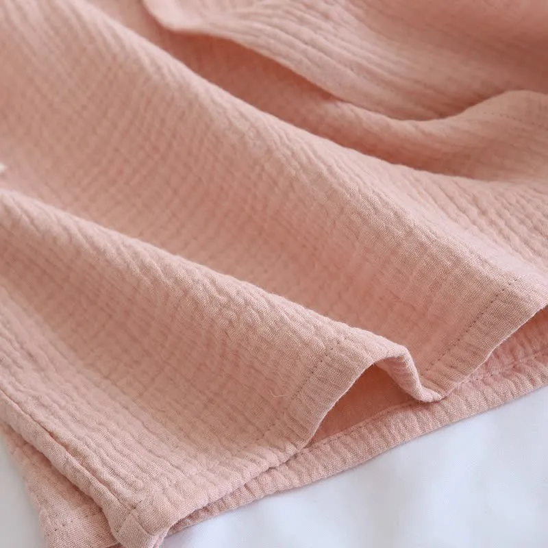 Kimono-Loungewear aus Baumwollgaze mit Schmetterlingsstickerei