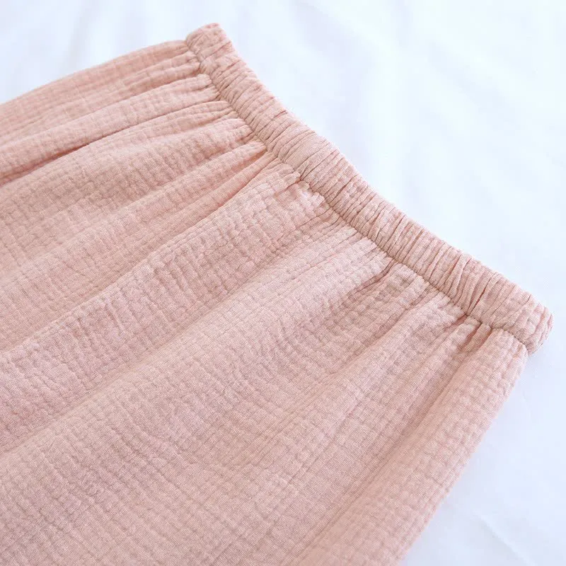 Kimono-Loungewear aus Baumwollgaze mit Schmetterlingsstickerei