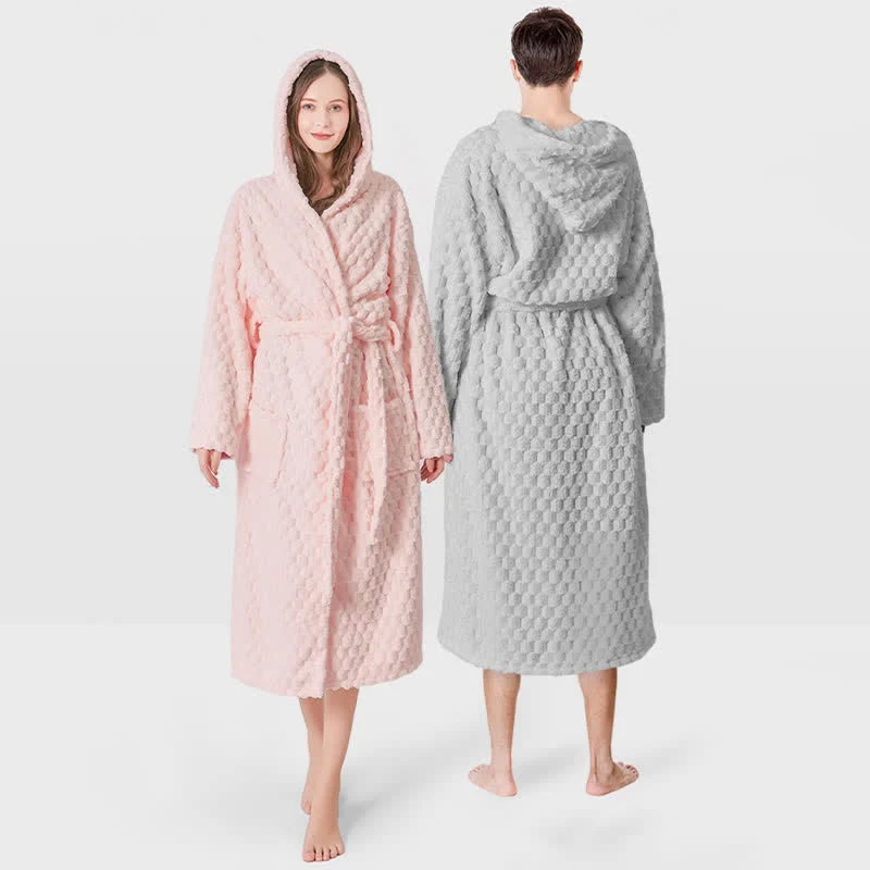 Unisex-Bademantel mit Kapuze, einfarbig, saugfähig
