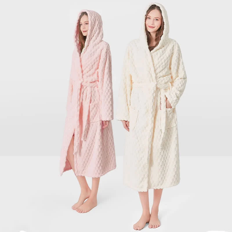 Unisex-Bademantel mit Kapuze, einfarbig, saugfähig