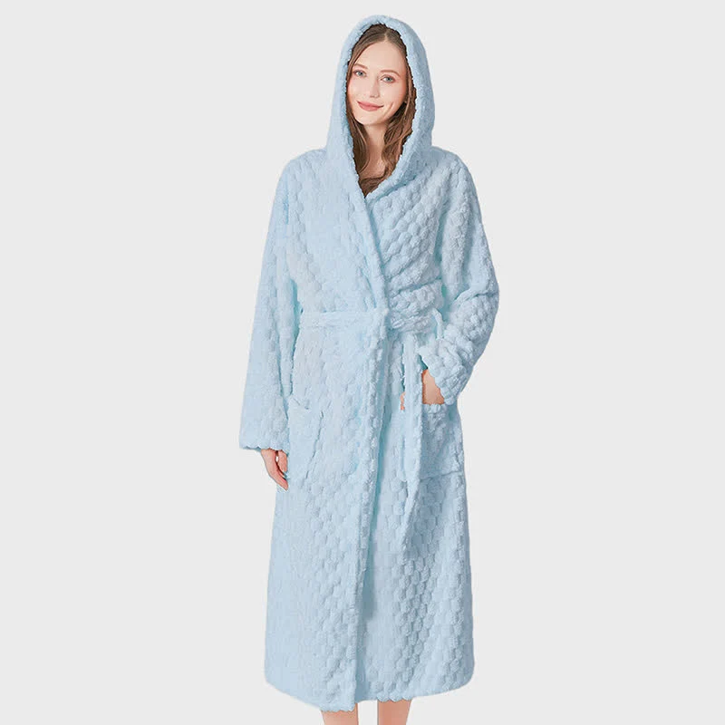 Unisex-Bademantel mit Kapuze, einfarbig, saugfähig