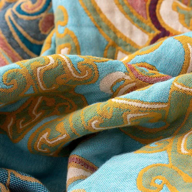 Vintage-Muster Lotus Baumwollgaze-Steppdecke