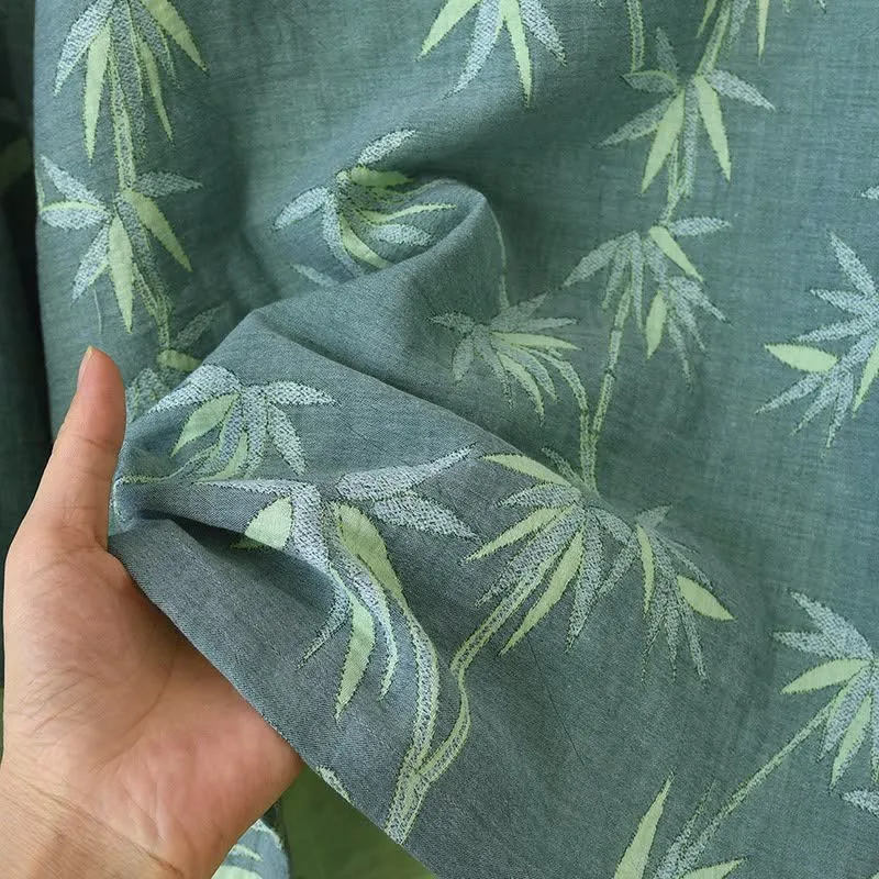 Pyjama aus grünem Bambus-Jacquard-Baumwollgaze