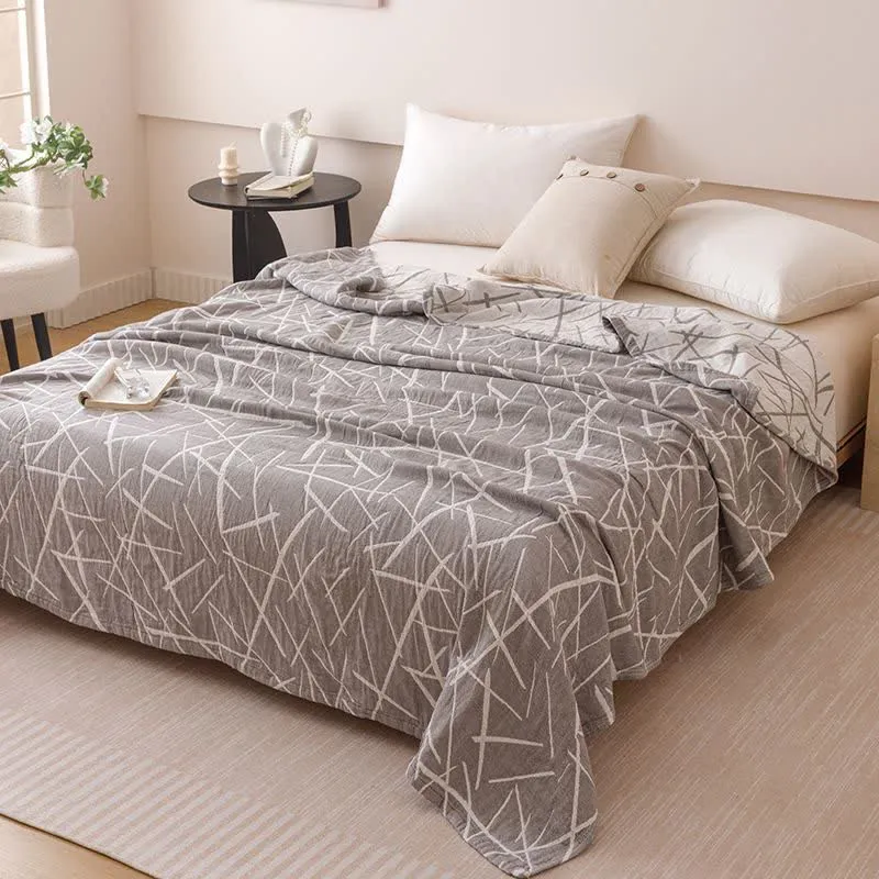 Moderne geometrische Jacquard-Baumwollgaze-Steppdecke