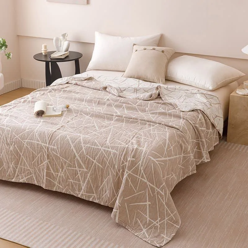 Moderne geometrische Jacquard-Baumwollgaze-Steppdecke