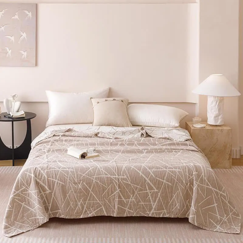 Moderne geometrische Jacquard-Baumwollgaze-Steppdecke