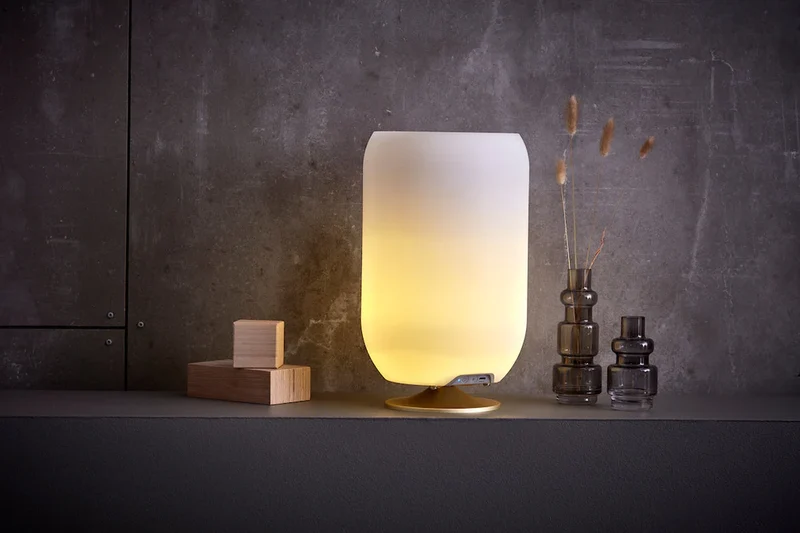 Kooduu Atmos Silber LED-Lampe, Bluetooth Lautsprecher