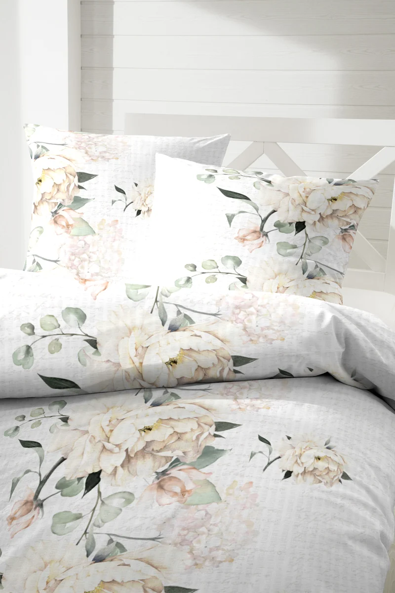 Zeo Living Bettwäsche Soft-Seersucker Rosen Gelb
