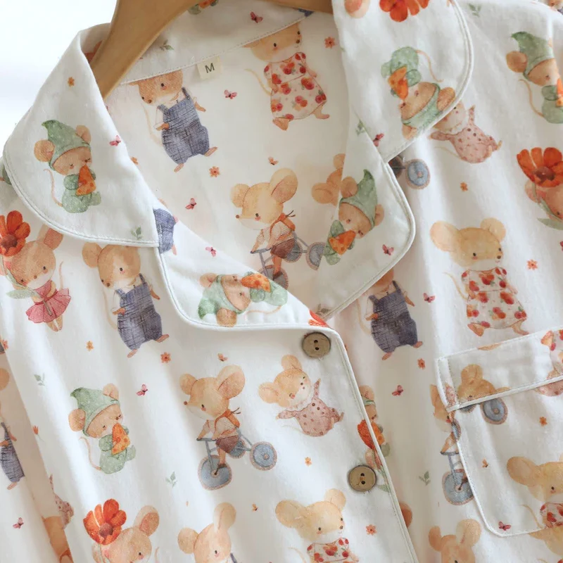 Loungewear-Set aus gebürsteter Baumwolle mit Cartoon-Tiermotiven