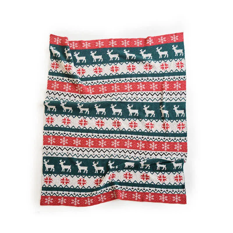 Weihnachtsdecke mit Rentiermotiv im Fair-Isle-Stil