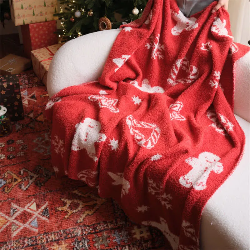 Weihnachts-Lebkuchenmann-Strickdecke