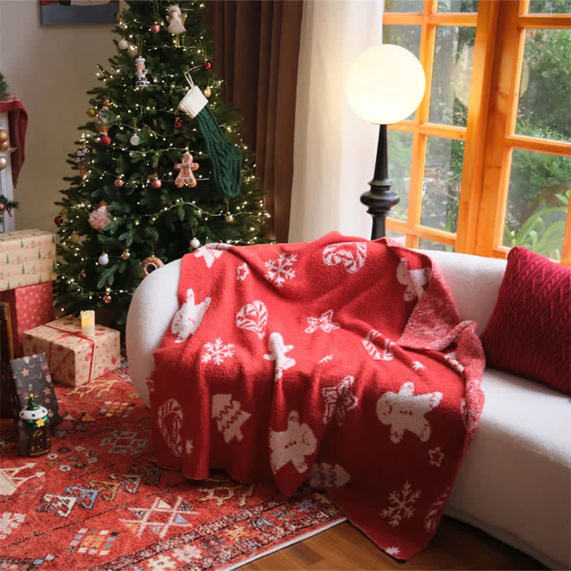 Weihnachts-Lebkuchenmann-Strickdecke