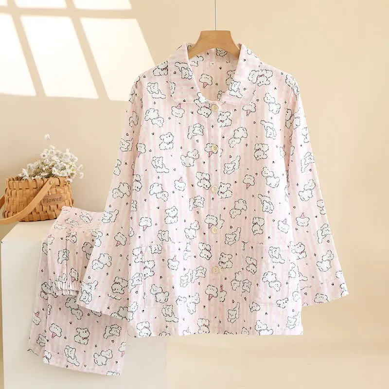Loungewear-Set aus gebürsteter Baumwolle mit Cartoon-Welpenmotiv