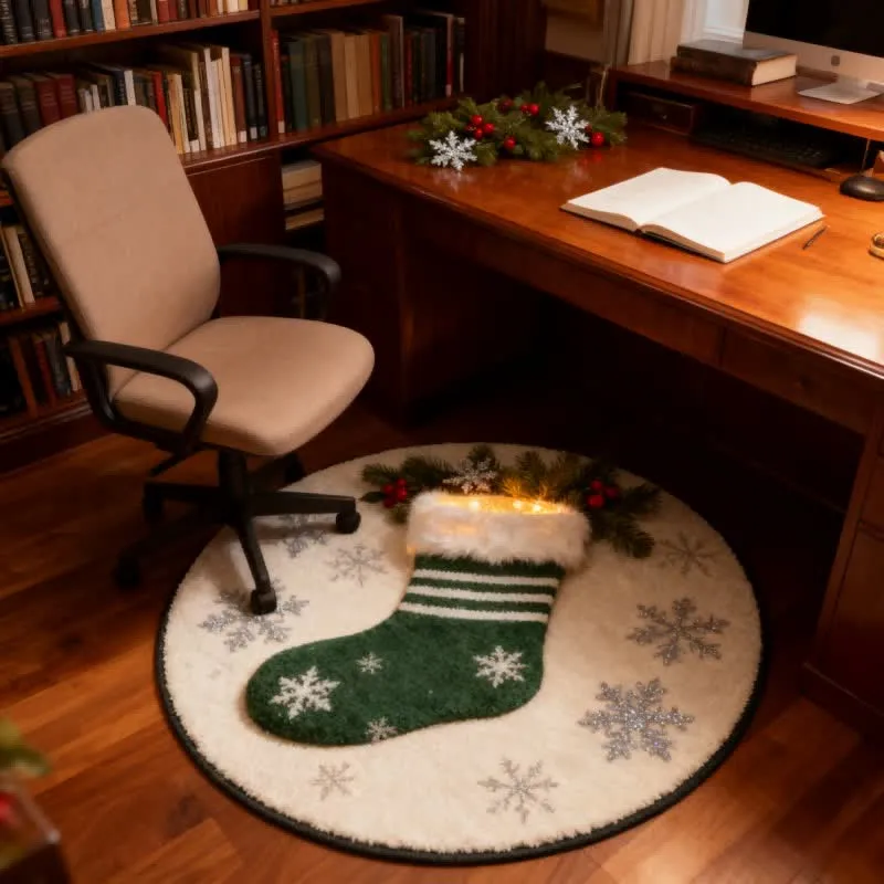 Weihnachtsstrumpf-Teppich mit Schneeflocken-3D-Effekt
