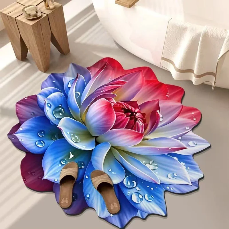 Bunter Teppich mit floralem 3D-Effekt