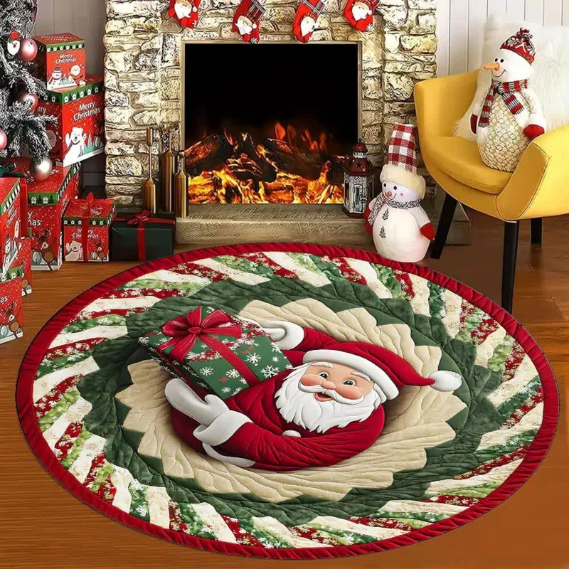 Weihnachtsteppich mit 3D-Effekt und Weihnachtsmann-Motiv