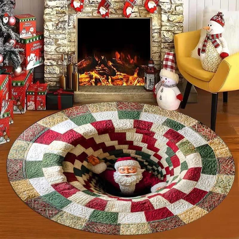 Weihnachtsteppich mit 3D-Effekt und Weihnachtsmann-Motiv