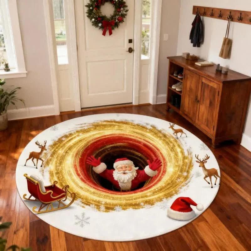 Weihnachtsmann-Rentier-Teppich mit 3D-Effekt