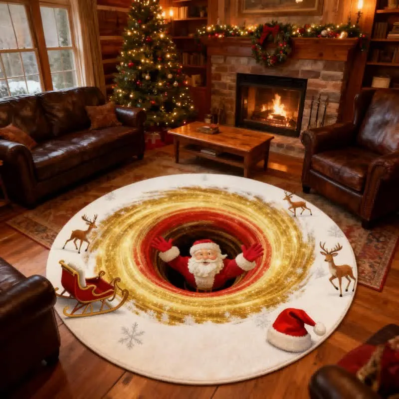 Weihnachtsmann-Rentier-Teppich mit 3D-Effekt