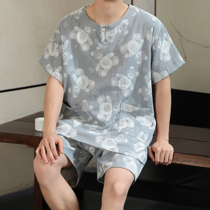 Sauna- und Loungewear-Set für Paare aus Bärengaze