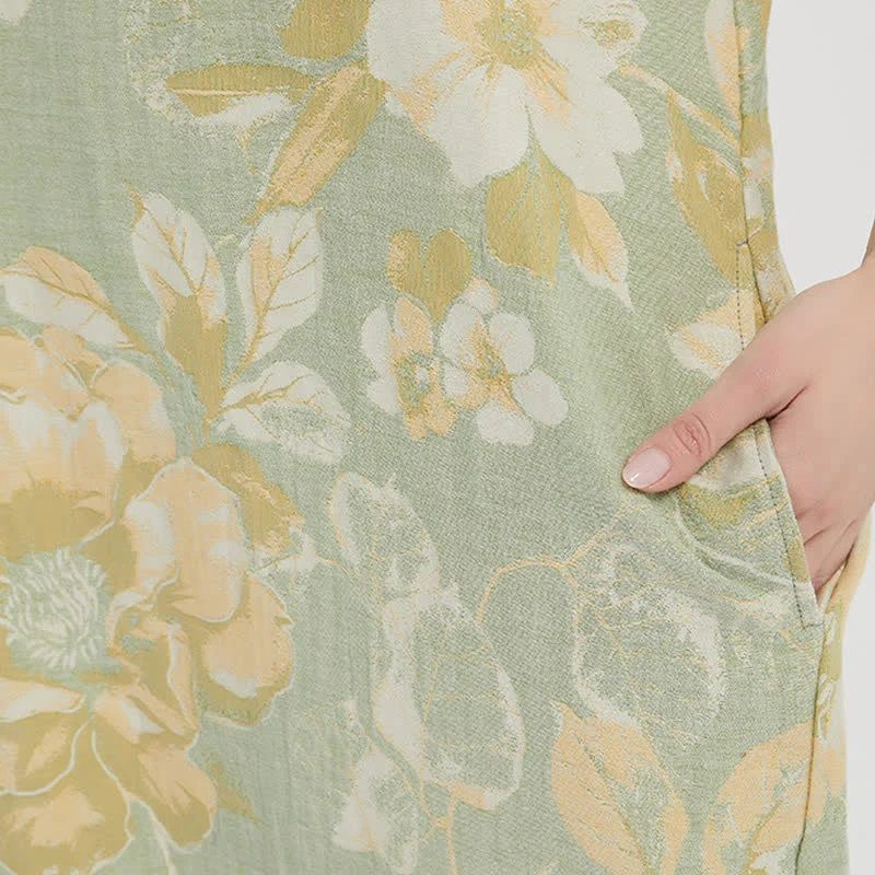Jacquard-Nachthemd aus doppellagigem Gaze mit Blumenmuster