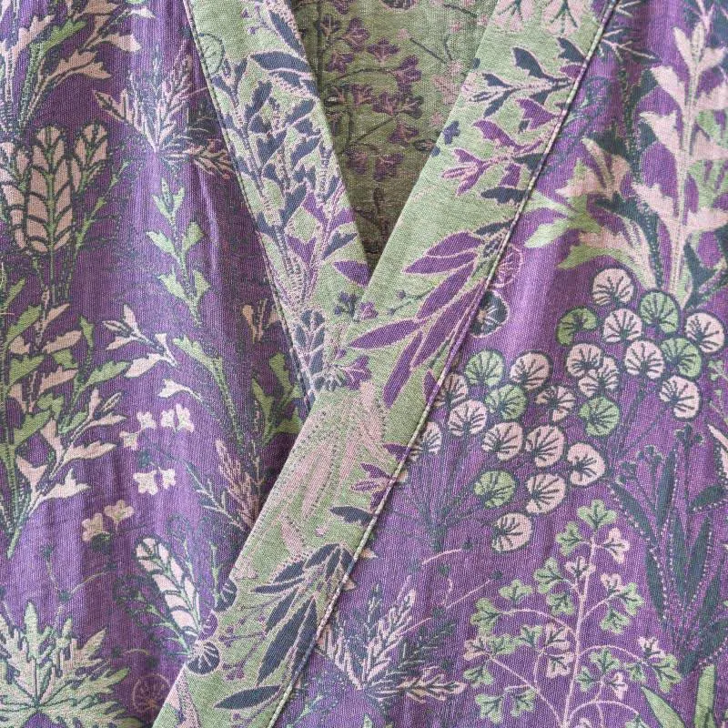 Kimono-Robe aus Baumwollgaze mit botanischem Bezug