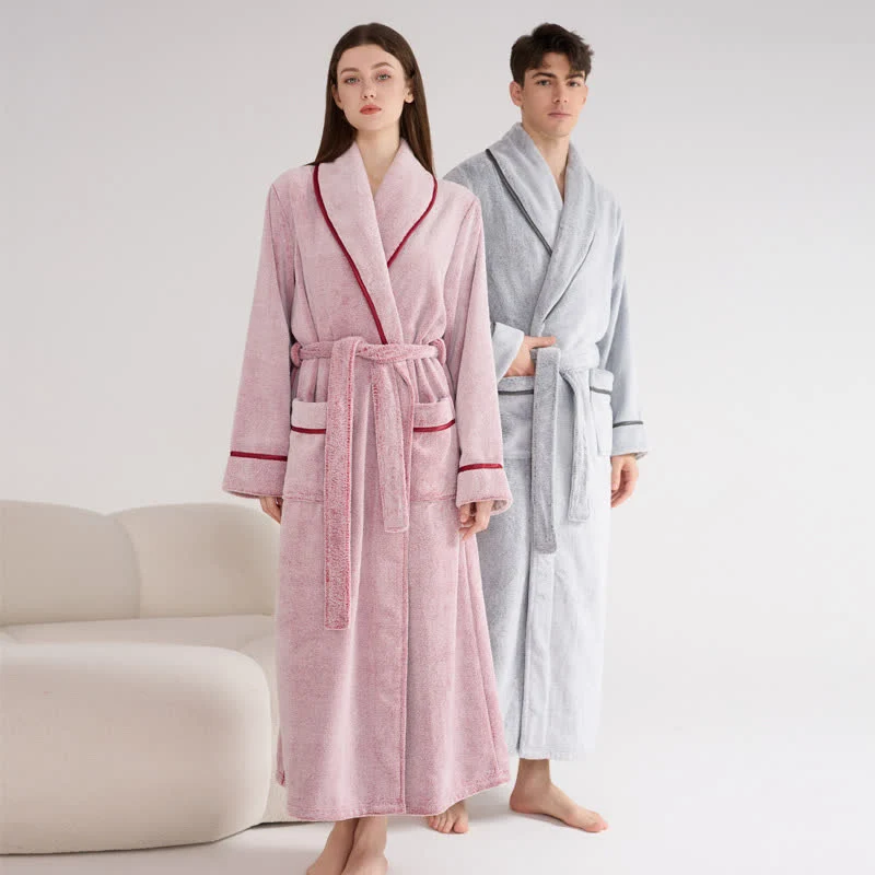 Unisex Plüschbademantel, einfarbig, warm