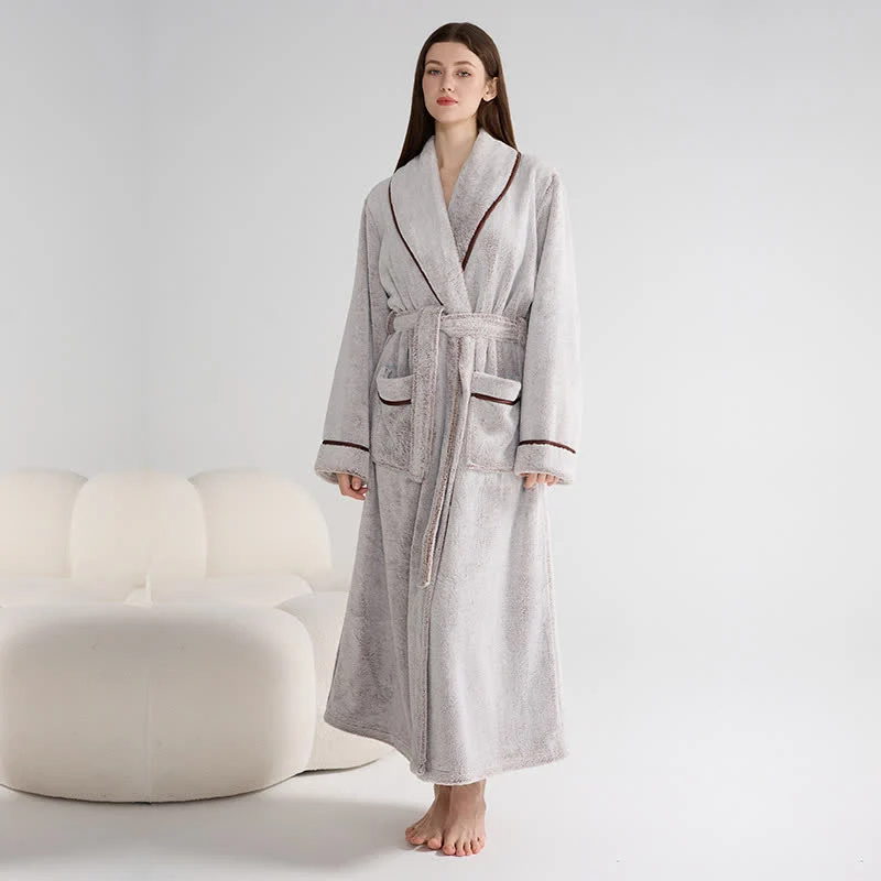 Unisex Plüschbademantel, einfarbig, warm