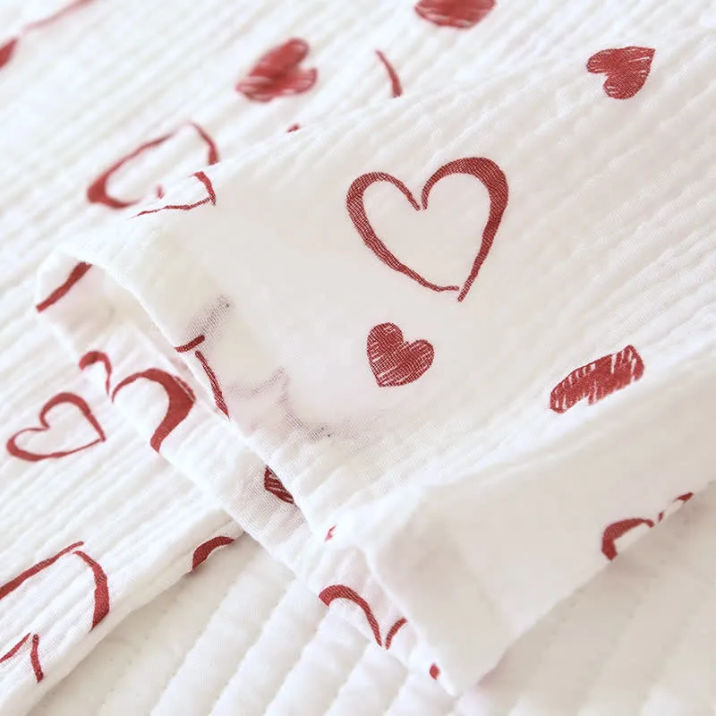Pyjama-Set aus Baumwollgaze mit Herzchenmuster