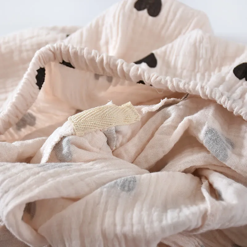 Schwarzes Herz-Pyjama-Set aus reiner Baumwolle