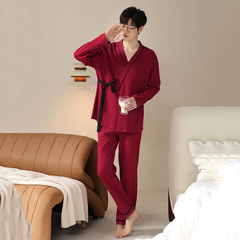 Partner-Pyjama-Set aus Baumwolle, Kimono-Design