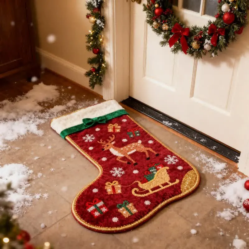 Weihnachtlicher, strumpfförmiger Teppich