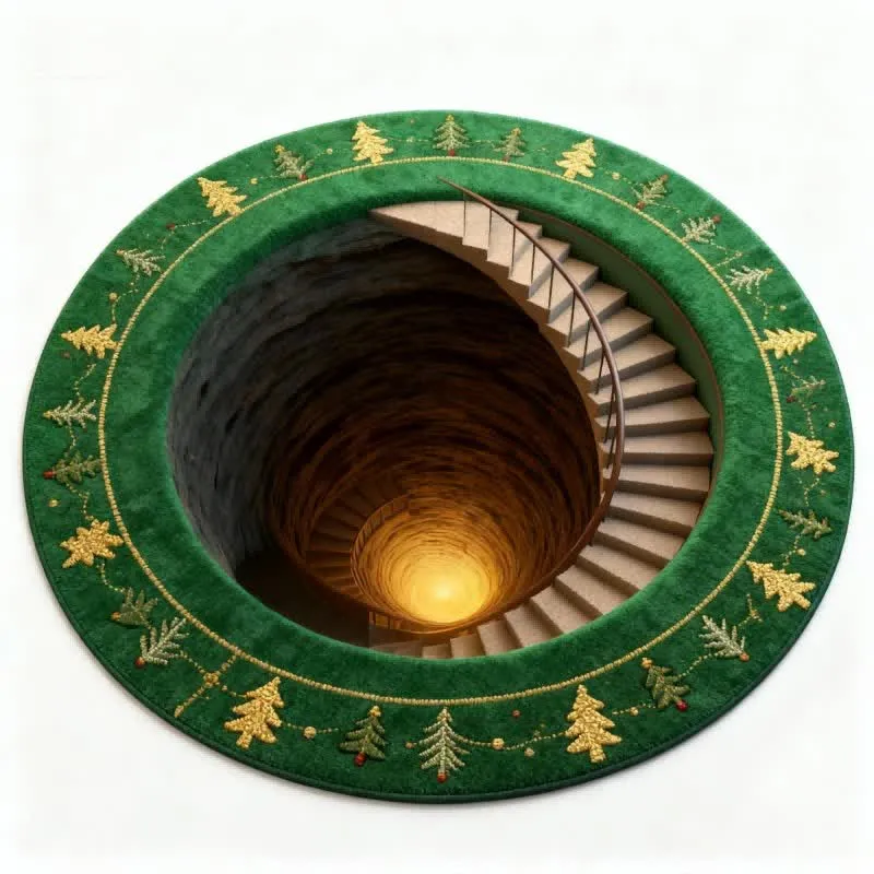 Weihnachtlicher 3D-Treppenillusionsteppich