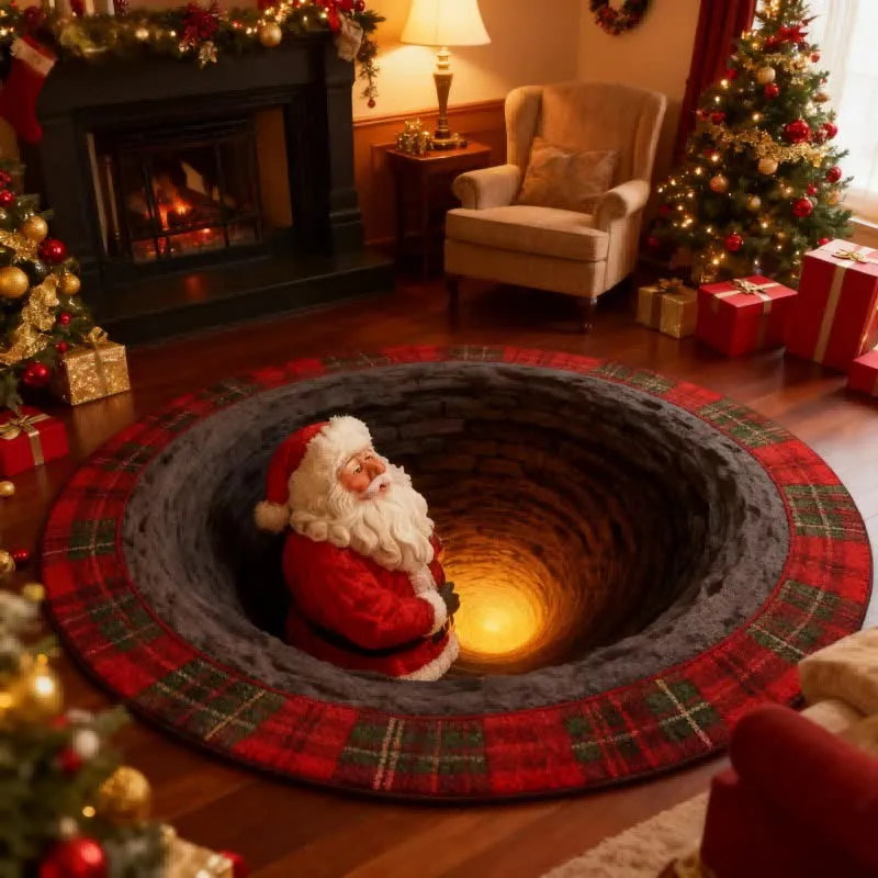 Weihnachtsmann-Karo-Teppich mit 3D-Effekt