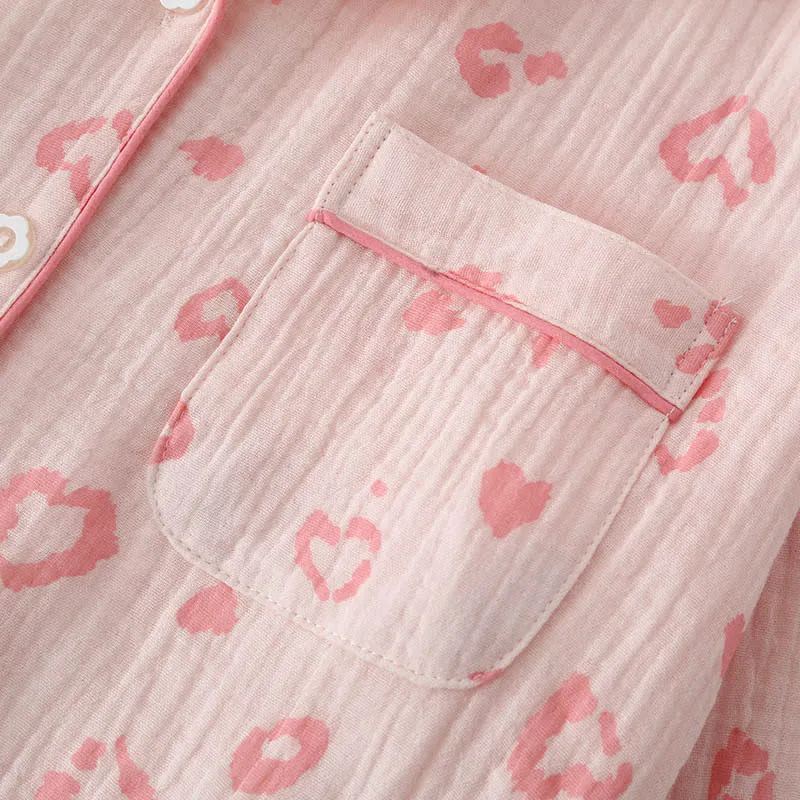 Pyjama-Set aus Baumwolle mit Herz-Leopardenmuster