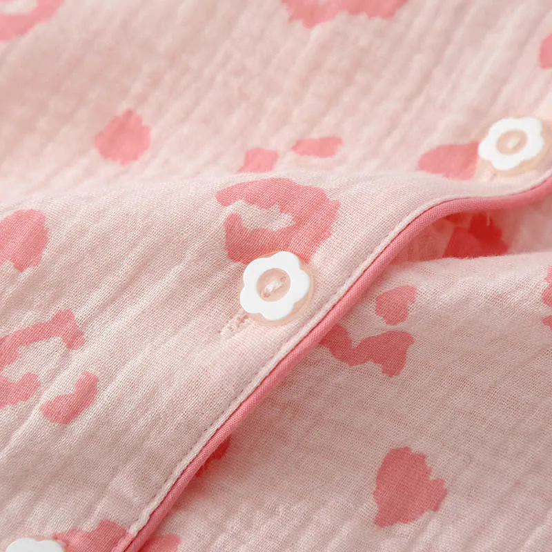 Pyjama-Set aus Baumwolle mit Herz-Leopardenmuster