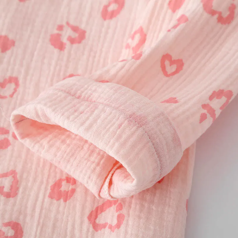 Pyjama-Set aus Baumwolle mit Herz-Leopardenmuster